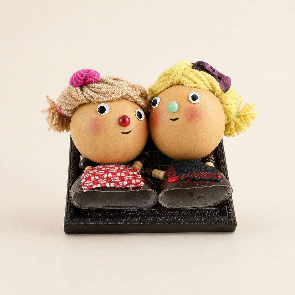 YUNOVA Whimsical Gourd Doll Duo Framed Refrigerator Magnet