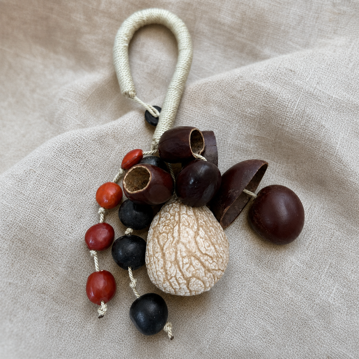 Close-up dark shell detail of YUNOVA Mixed Botanical Shell Wind Chime B