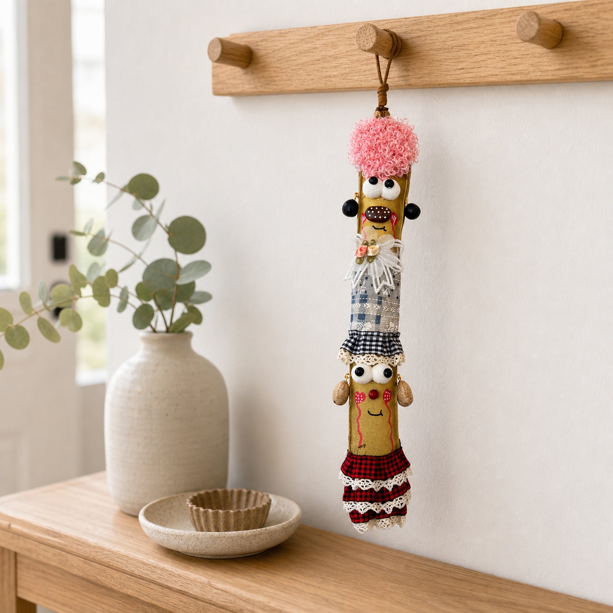 YUNOVA Sword Bean Pod Doll handmade natural ornament used as home shelf decor