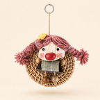 Rose-braided YUNOVA pod doll on a woven bamboo magnetic hanging charm
